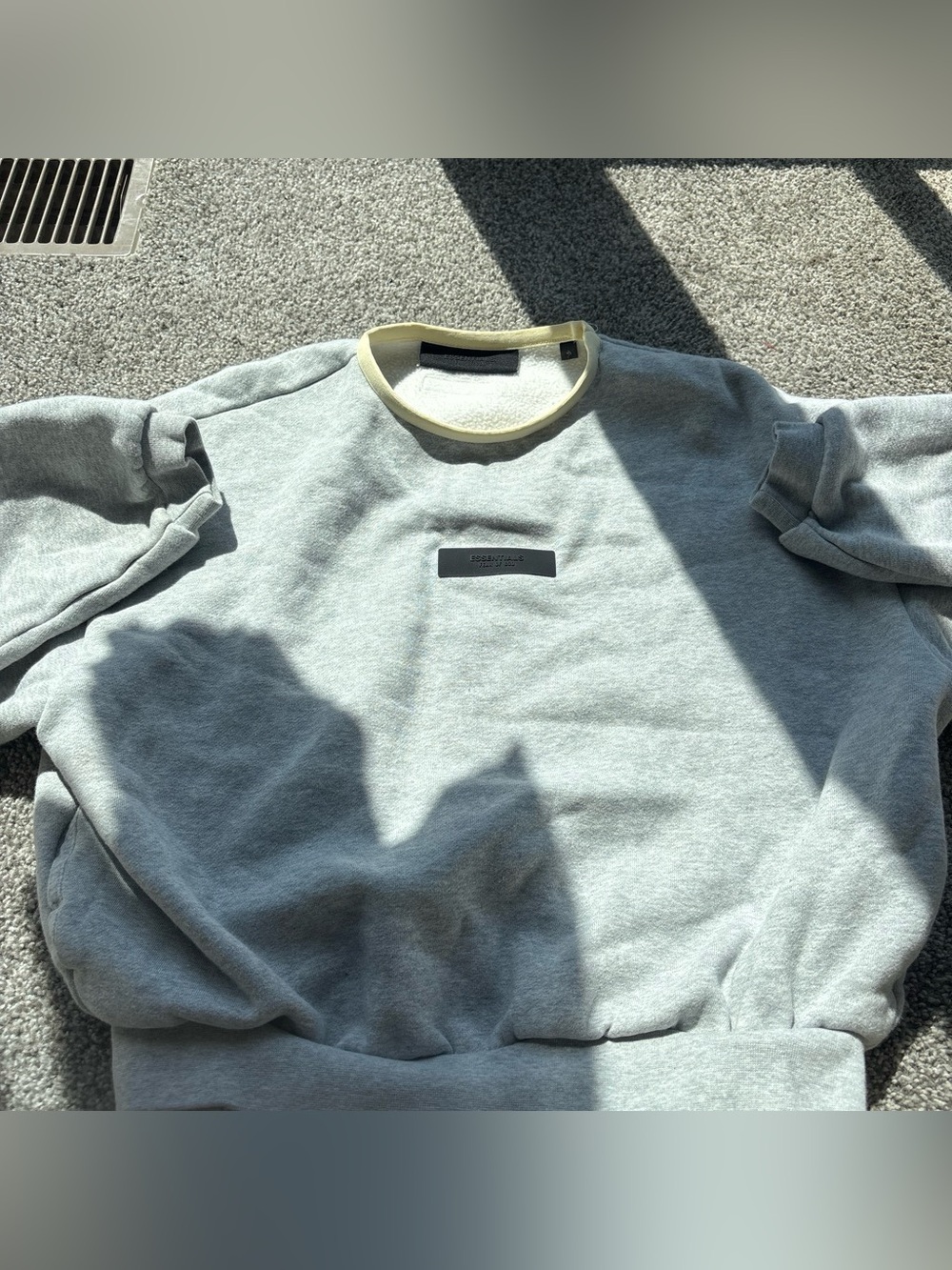 Fear of God Light Gray Crewneck Sweatshirt with Cream Neck Trim